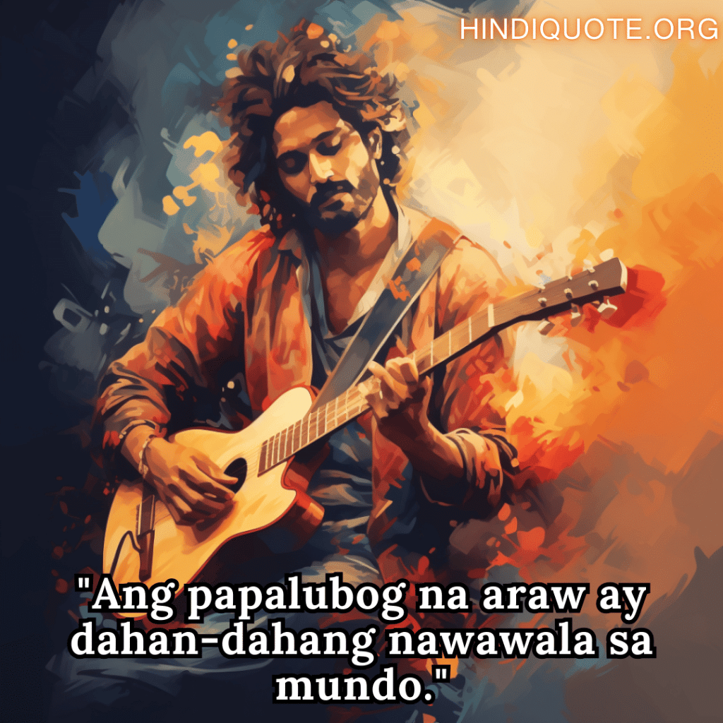 "Ang papalubog na araw ay dahan-dahang nawawala sa mundo."