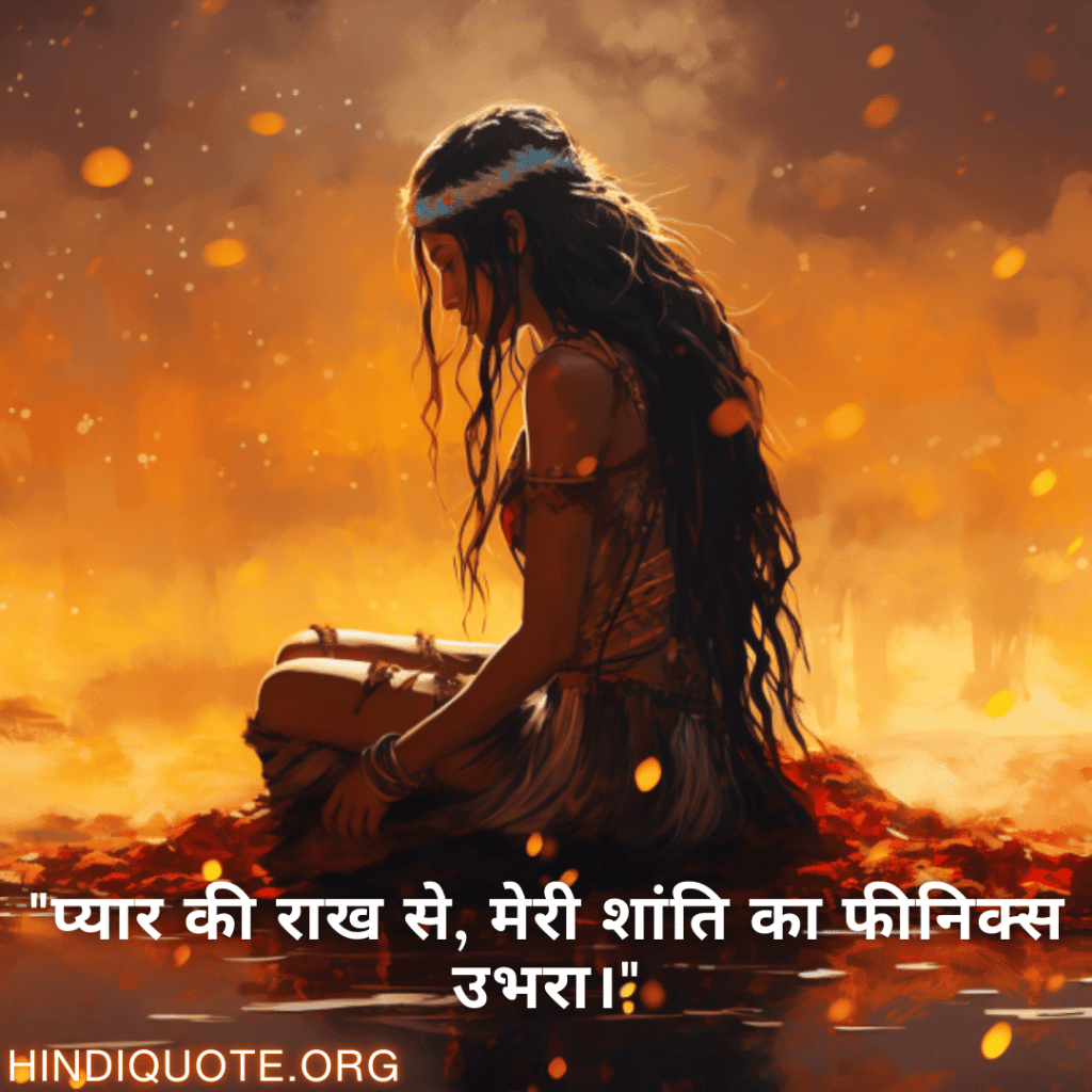 "प्यार की राख से, मेरी शांति का फीनिक्स उभरा।"