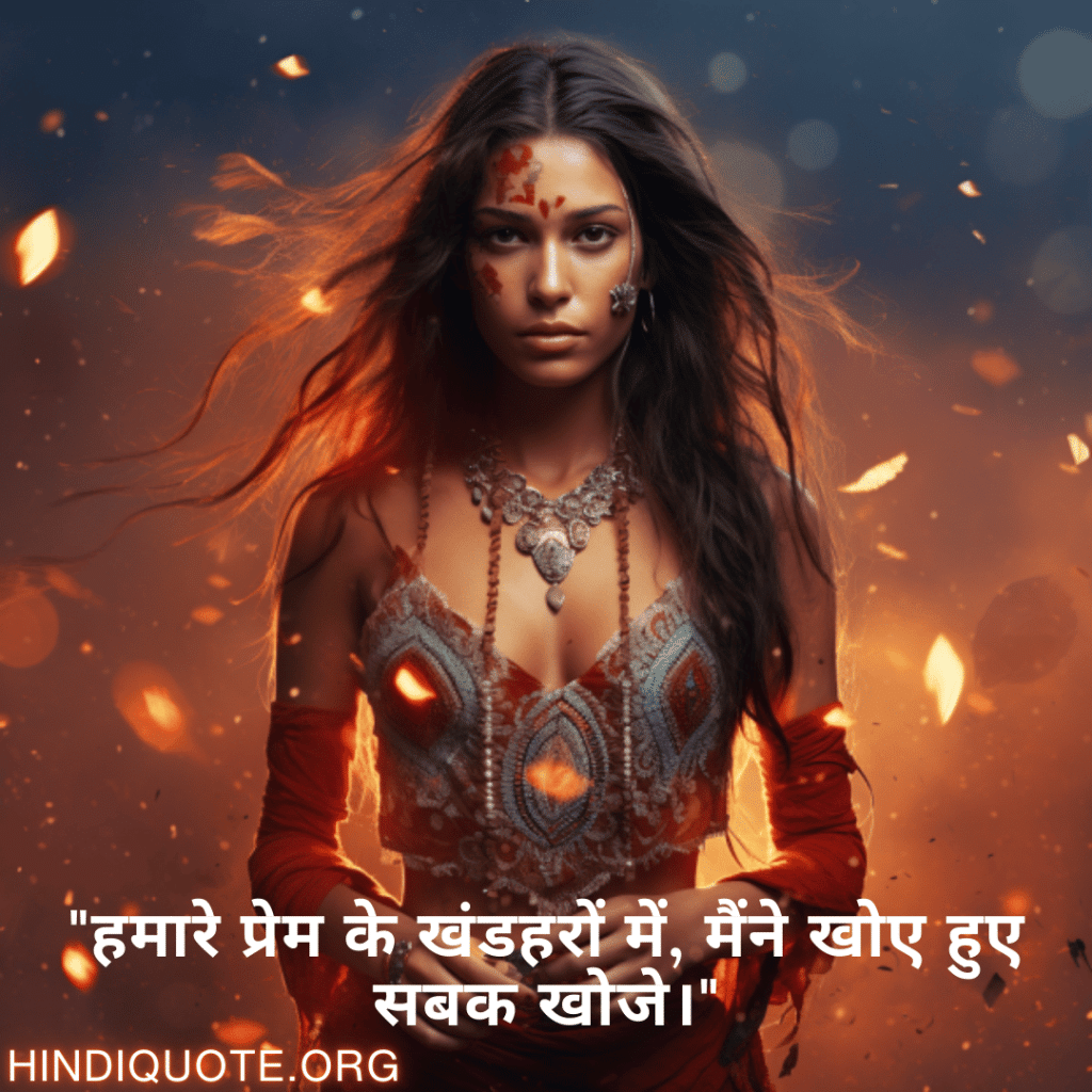 "हमारे प्रेम के खंडहरों में, मैंने खोए हुए सबक खोजे।"
