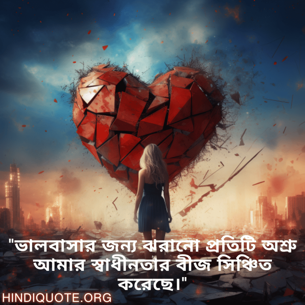 "ভালবাসার জন্য ঝরানো প্রতিটি অশ্রু আমার স্বাধীনতার বীজ সিঞ্চিত করেছে।"