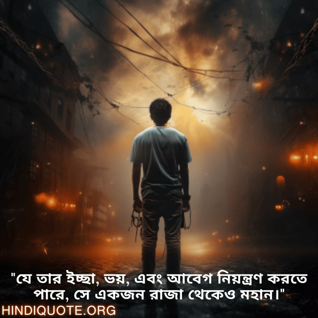 "যে তার ইচ্ছা, ভয়, এবং আবেগ নিয়ন্ত্রণ করতে পারে, সে একজন রাজা থেকেও মহান।"