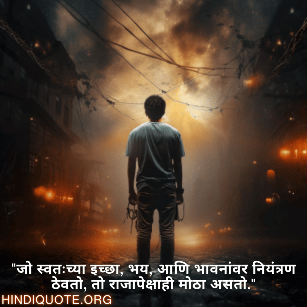 "जो स्वतःच्या इच्छा, भय, आणि भावनांवर नियंत्रण ठेवतो, तो राजापेक्षाही मोठा असतो."