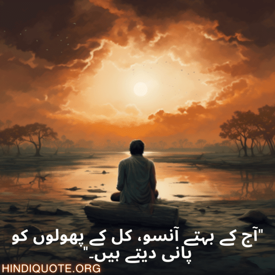 "آج کے بہتے آنسو، کل کے پھولوں کو پانی دیتے ہیں۔"