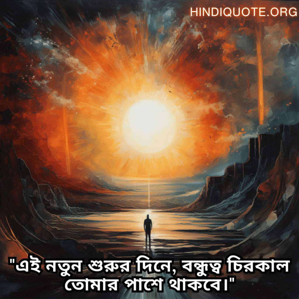 Friendship Quotes In Bengali For Celebrating New Beginnings "এই নতুন শুরুর দিনে, বন্ধুত্ব চিরকাল তোমার পাশে থাকবে।"