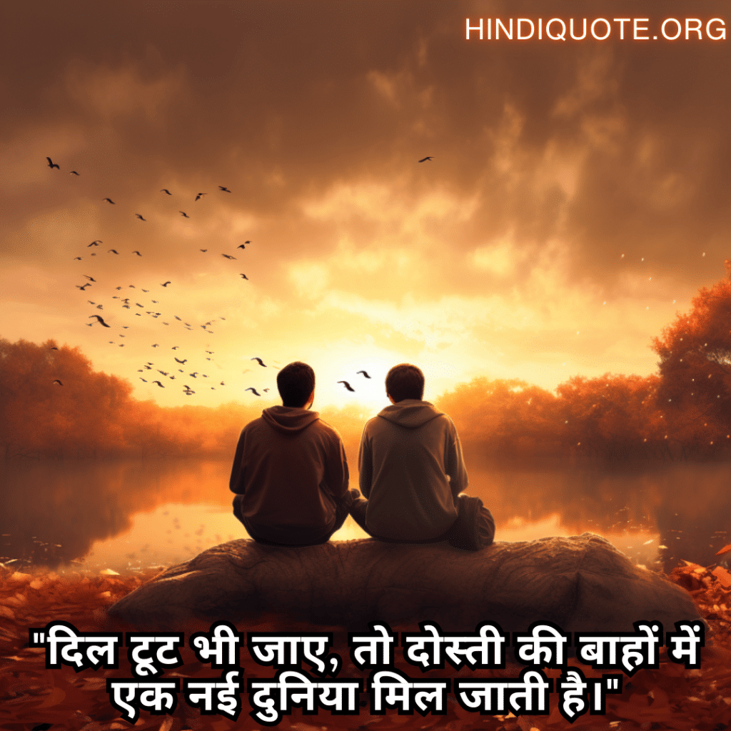 Best Friend Shayari For Consoling A Heartbreak "दिल टूट भी जाए, तो दोस्ती की बाहों में एक नई दुनिया मिल जाती है।"