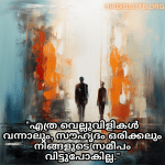 Friendship Quotes In Malayalam For Standing By Each Other's Side "എത്ര വെല്ലുവിളികൾ വന്നാലും, സൗഹൃദം ഒരിക്കലും നിങ്ങളുടെ സമീപം വിട്ടുപോകില്ല."
