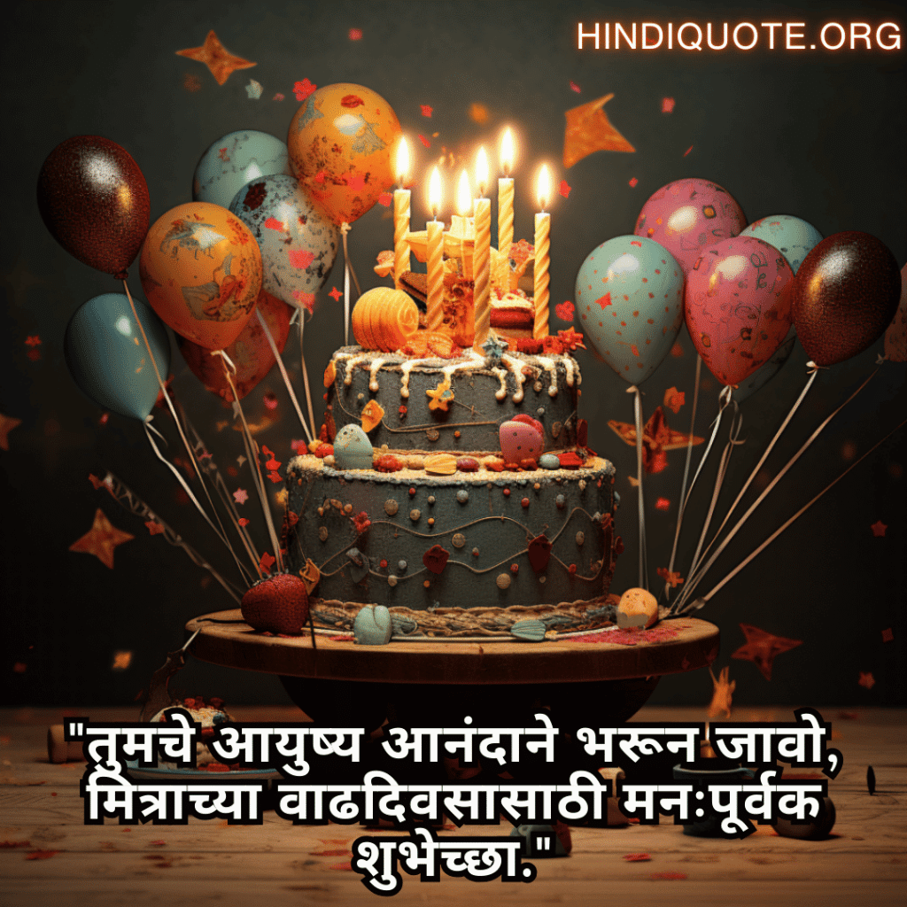 Friendship Quotes In Marathi For Birthday Wishes "तुमचे आयुष्य आनंदाने भरून जावो, मित्राच्या वाढदिवसासाठी मनःपूर्वक शुभेच्छा."