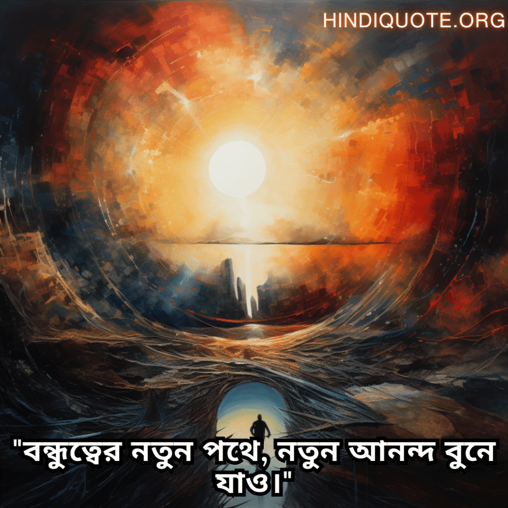 Friendship Quotes In Bengali For Celebrating New Beginnings "বন্ধুত্বের নতুন পথে, নতুন আনন্দ বুনে যাও।"