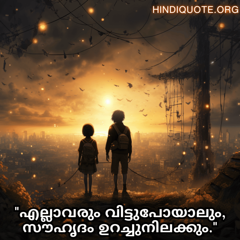 Friendship Quotes In Malayalam For Comforting Each Other In Hard Times "എല്ലാവരും വിട്ടുപോയാലും, സൗഹൃദം ഉറച്ചുനിലക്കും."