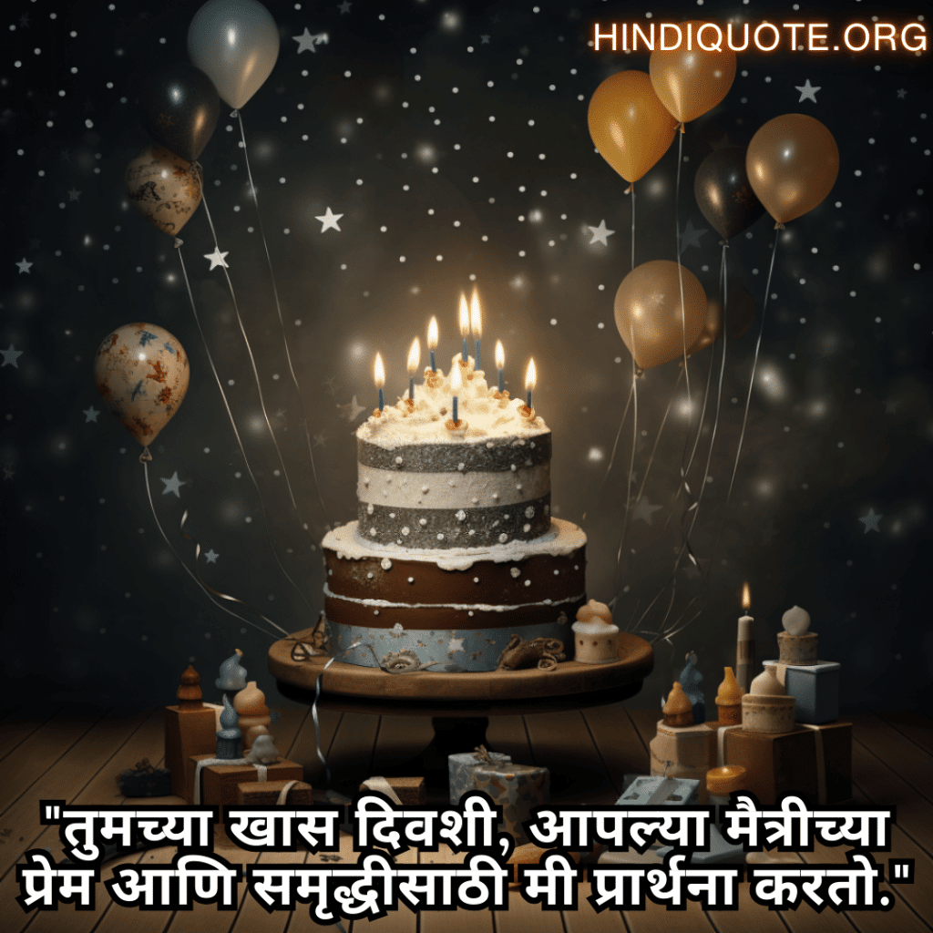 Friendship Quotes In Marathi For Birthday Wishes "तुमच्या खास दिवशी, आपल्या मैत्रीच्या प्रेम आणि समृद्धीसाठी मी प्रार्थना करतो."