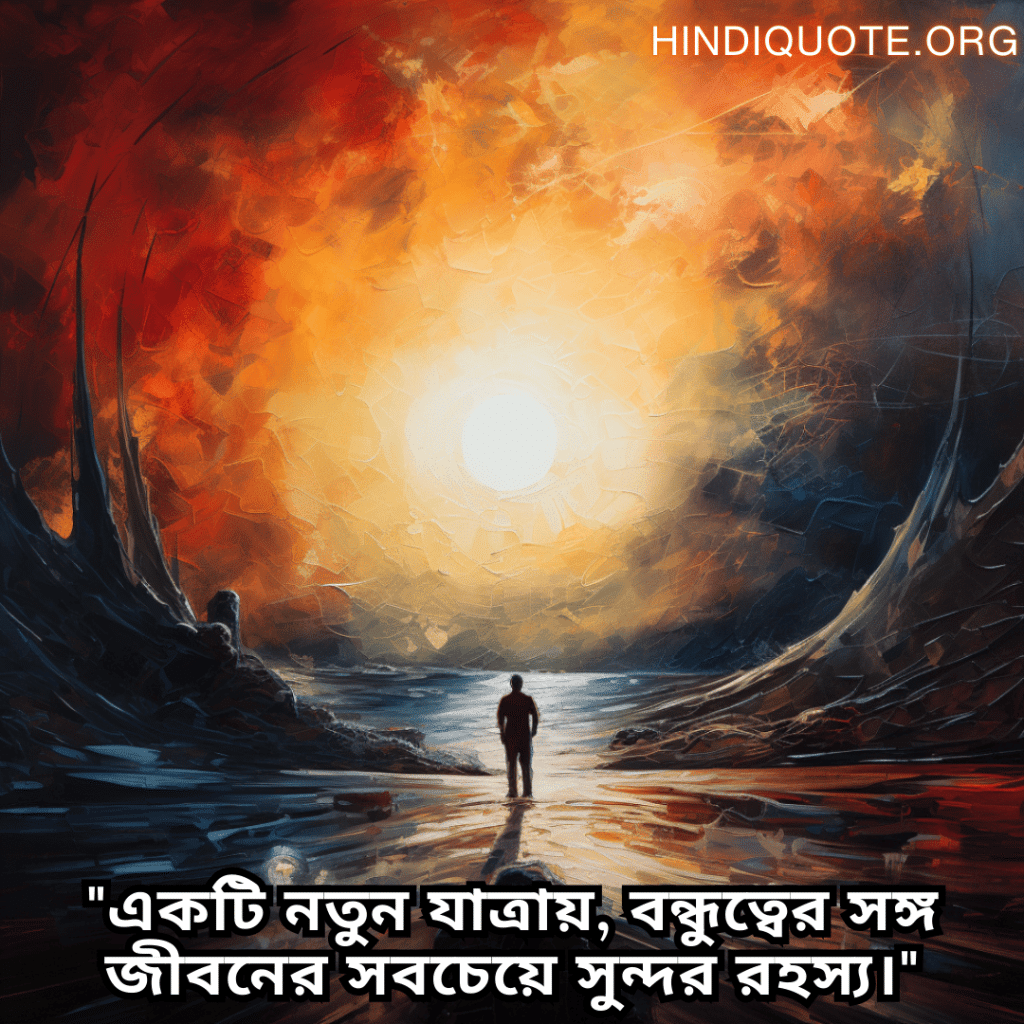 Friendship Quotes In Bengali For Celebrating New Beginnings "একটি নতুন যাত্রায়, বন্ধুত্বের সঙ্গ জীবনের সবচেয়ে সুন্দর রহস্য।"