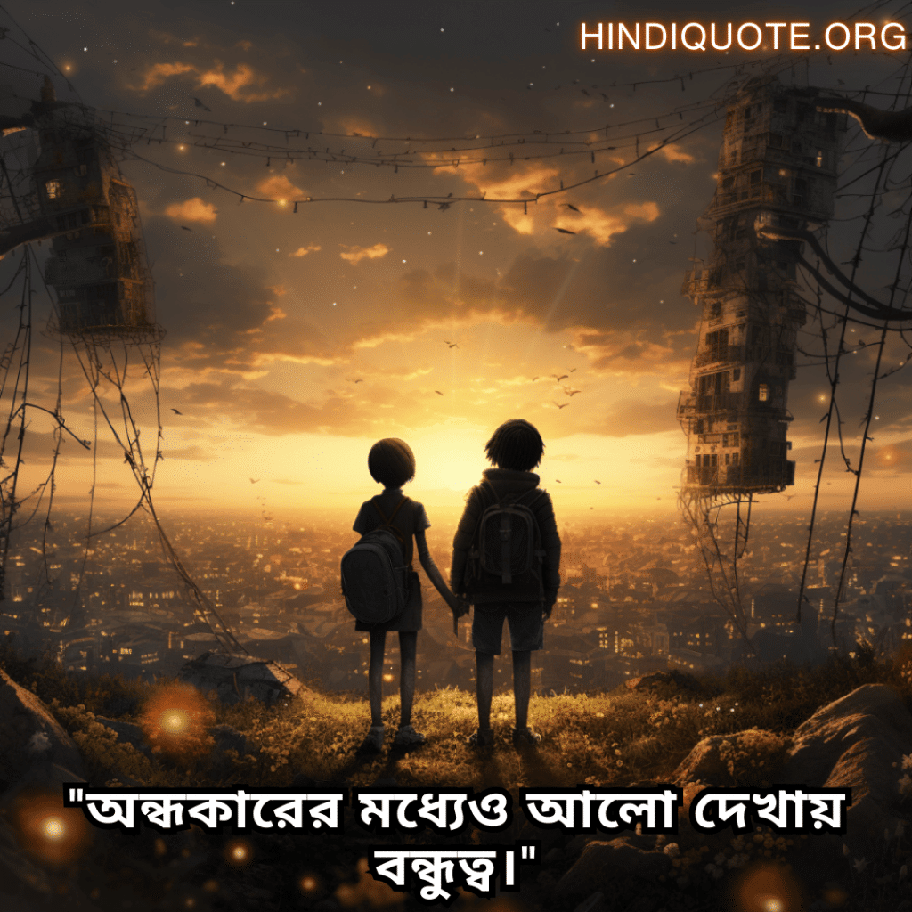 Friendship Quotes In Bengali For Comforting Each Other In Hard Times "অন্ধকারের মধ্যেও আলো দেখায় বন্ধুত্ব।"