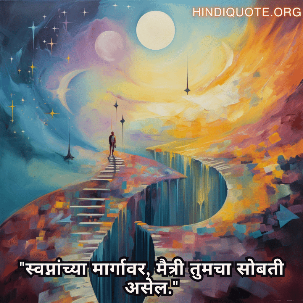 Friendship Quotes In Marathi For Supporting Dreams And Aspirations "स्वप्नांच्या मार्गावर, मैत्री तुमचा सोबती असेल."