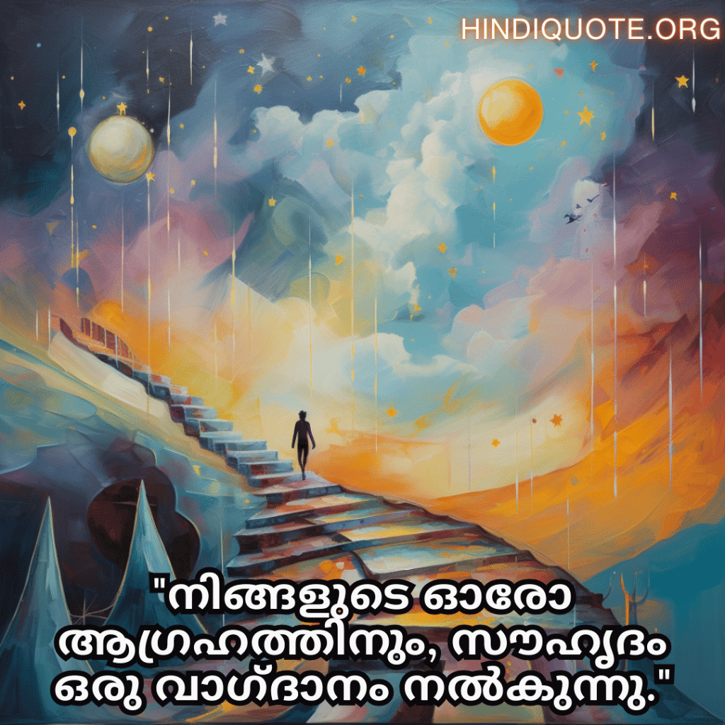 Friendship Quotes In Malayalam For Supporting Dreams And Aspirations "നിങ്ങളുടെ ഓരോ ആഗ്രഹത്തിനും, സൗഹൃദം ഒരു വാഗ്ദാനം നൽകുന്നു."