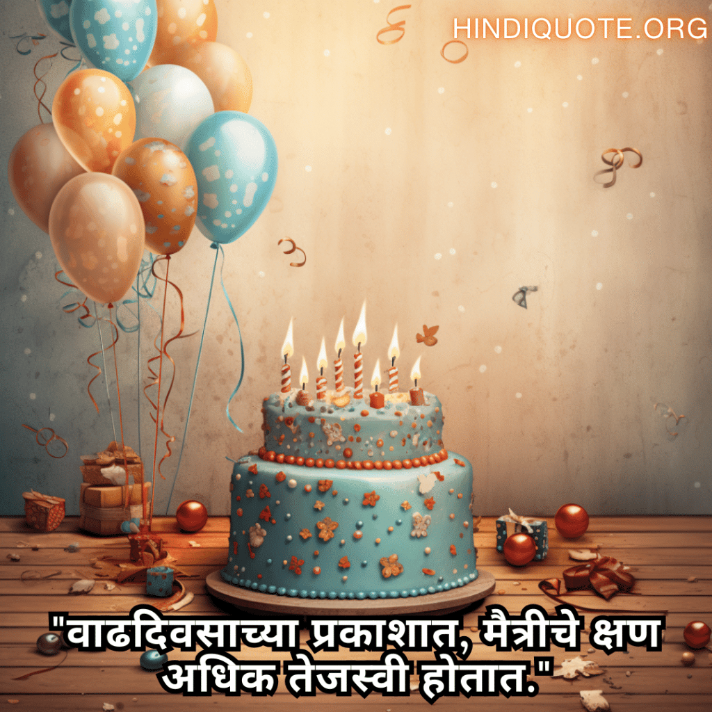Friendship Quotes In Marathi For Birthday Wishes "वाढदिवसाच्या प्रकाशात, मैत्रीचे क्षण अधिक तेजस्वी होतात."