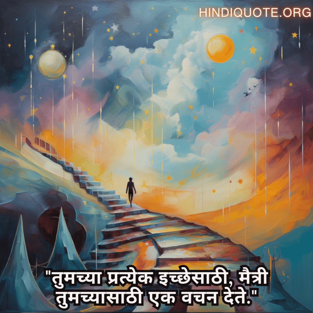 Friendship Quotes In Marathi For Supporting Dreams And Aspirations "तुमच्या प्रत्येक इच्छेसाठी, मैत्री तुमच्यासाठी एक वचन देते."