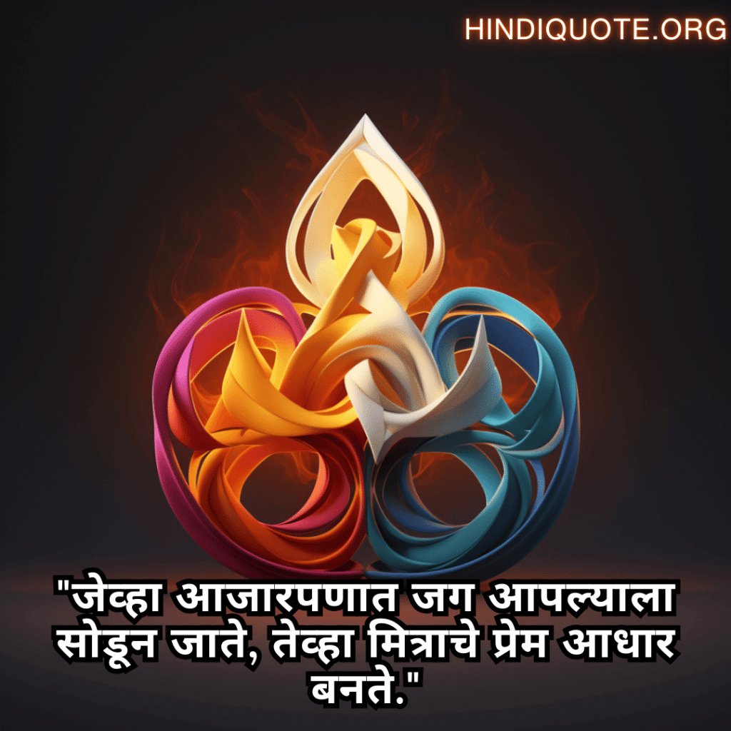 Friendship Quotes In Marathi For Times Of Sickness And Health "जेव्हा आजारपणात जग आपल्याला सोडून जाते, तेव्हा मित्राचे प्रेम आधार बनते."