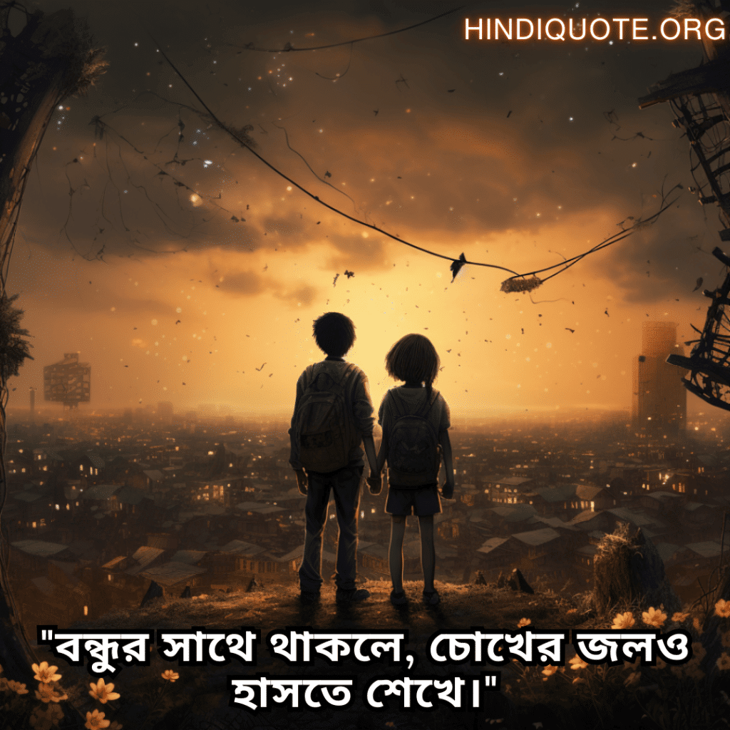 "বন্ধুর সাথে থাকলে, চোখের জলও হাসতে শেখে।"