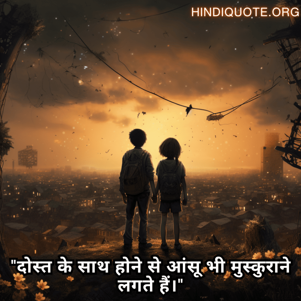 "दोस्त के साथ होने से आंसू भी मुस्कुराने लगते हैं।"