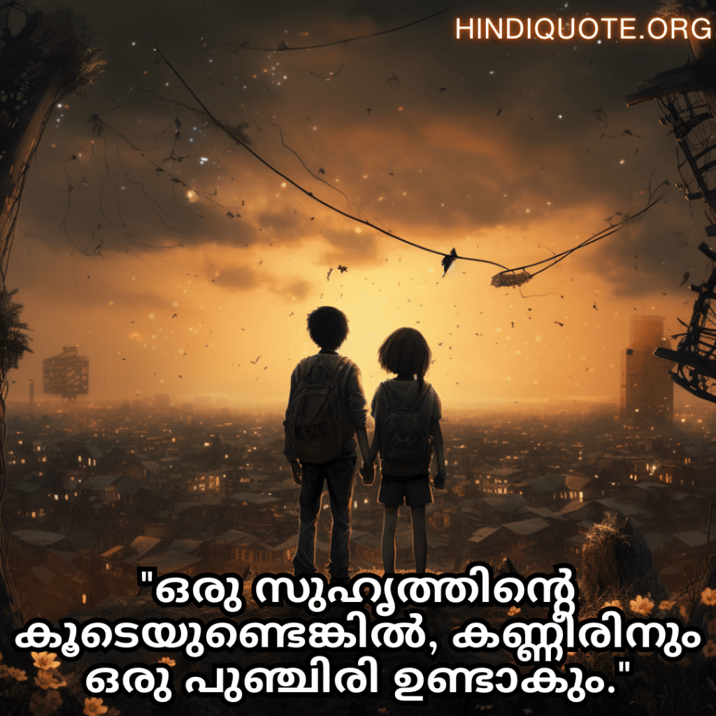 "ഒരു സുഹൃത്തിന്റെ കൂടെയുണ്ടെങ്കിൽ, കണ്ണീരിനും ഒരു പുഞ്ചിരി ഉണ്ടാകും."