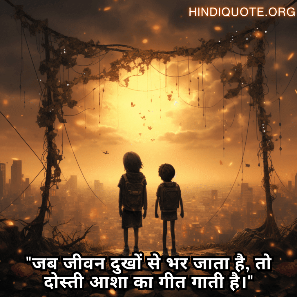 "जब जीवन दुखों से भर जाता है, तो दोस्ती आशा का गीत गाती है।"