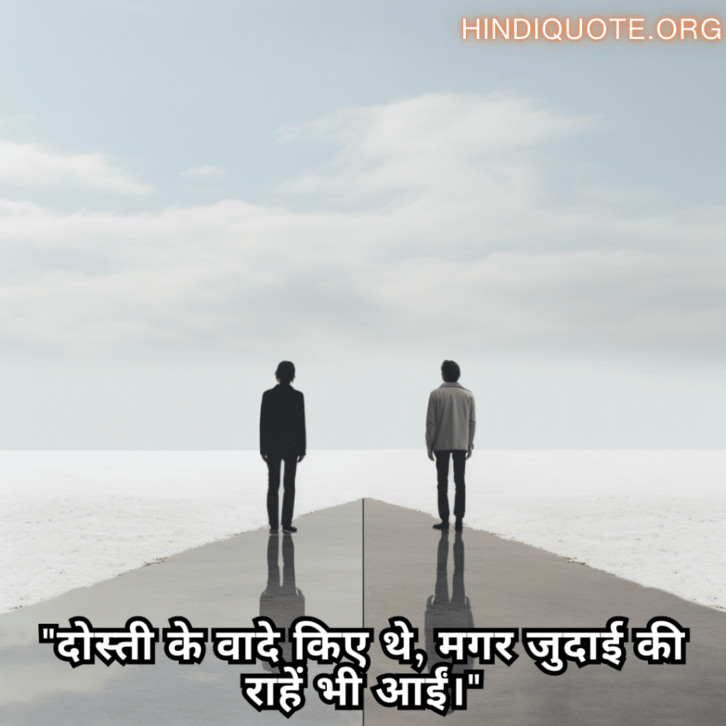 "दोस्ती के वादे किए थे, मगर जुदाई की राहें भी आईं।"