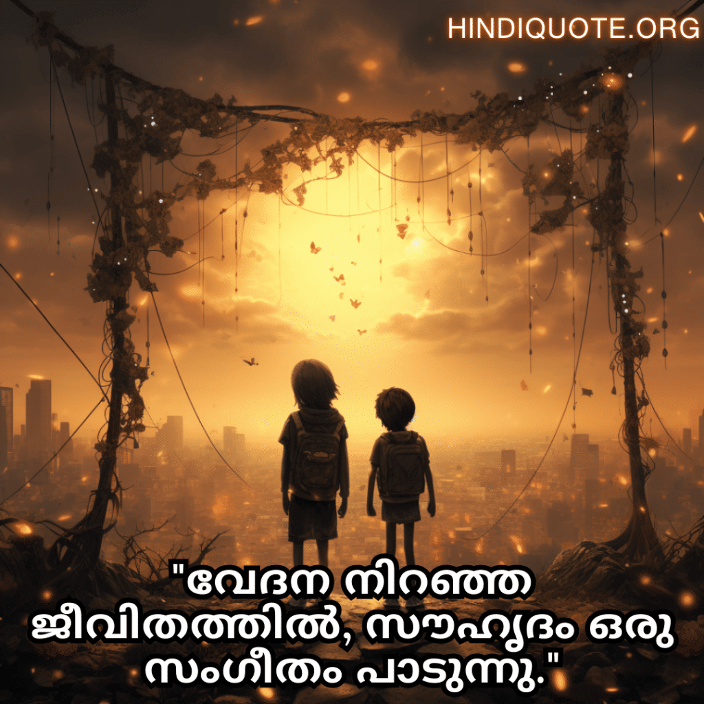 "വേദന നിറഞ്ഞ ജീവിതത്തിൽ, സൗഹൃദം ഒരു സംഗീതം പാടുന്നു."