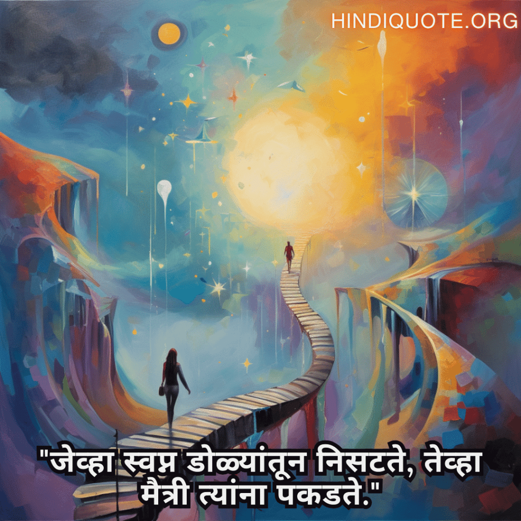 "जेव्हा स्वप्न डोळ्यांतून निसटते, तेव्हा मैत्री त्यांना पकडते."