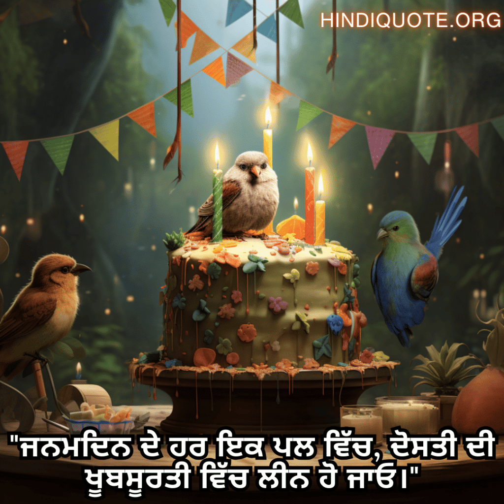 "ਜਨਮਦਿਨ ਦੇ ਹਰ ਇਕ ਪਲ ਵਿੱਚ, ਦੋਸਤੀ ਦੀ ਖੂਬਸੂਰਤੀ ਵਿੱਚ ਲੀਨ ਹੋ ਜਾਓ।"