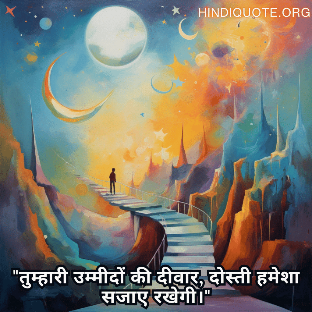 "तुम्हारी उम्मीदों की दीवार, दोस्ती हमेशा सजाए रखेगी।"