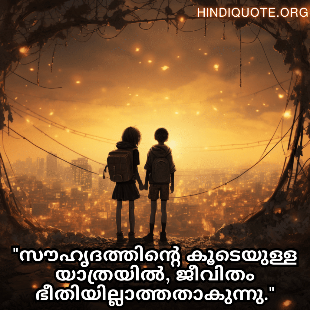 "സൗഹൃദത്തിന്റെ കൂടെയുള്ള യാത്രയിൽ, ജീവിതം ഭീതിയില്ലാത്തതാകുന്നു."