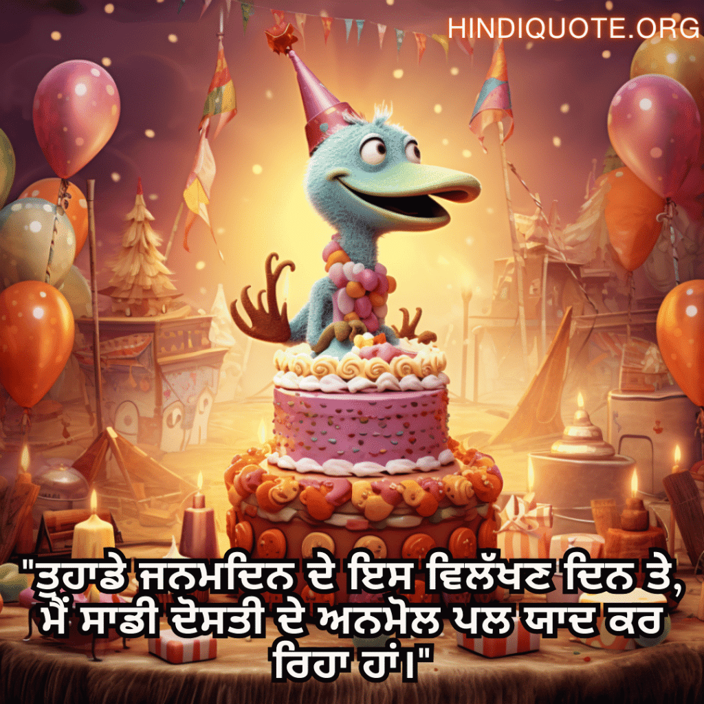 "ਤੁਹਾਡੇ ਜਨਮਦਿਨ ਦੇ ਇਸ ਵਿਲੱਖਣ ਦਿਨ ਤੇ, ਮੈਂ ਸਾਡੀ ਦੋਸਤੀ ਦੇ ਅਨਮੋਲ ਪਲ ਯਾਦ ਕਰ ਰਿਹਾ ਹਾਂ।"