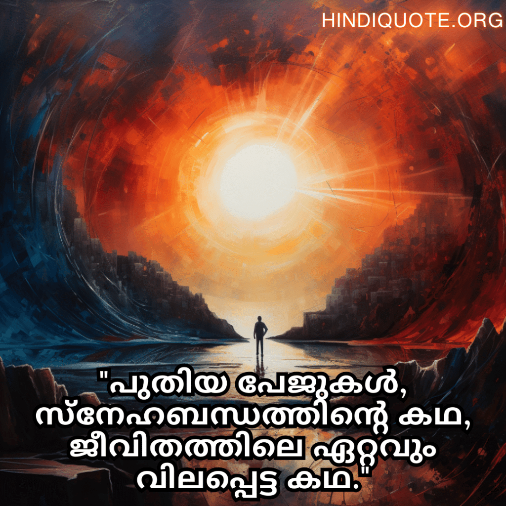 "പുതിയ പേജുകൾ, സ്നേഹബന്ധത്തിന്റെ കഥ, ജീവിതത്തിലെ ഏറ്റവും വിലപ്പെട്ട കഥ."