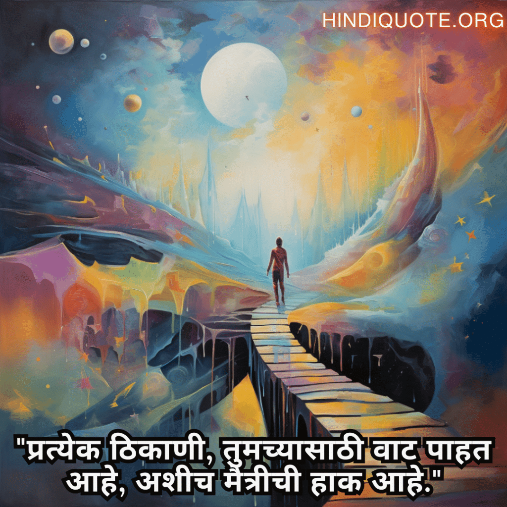 "प्रत्येक ठिकाणी, तुमच्यासाठी वाट पाहत आहे, अशीच मैत्रीची हाक आहे."
