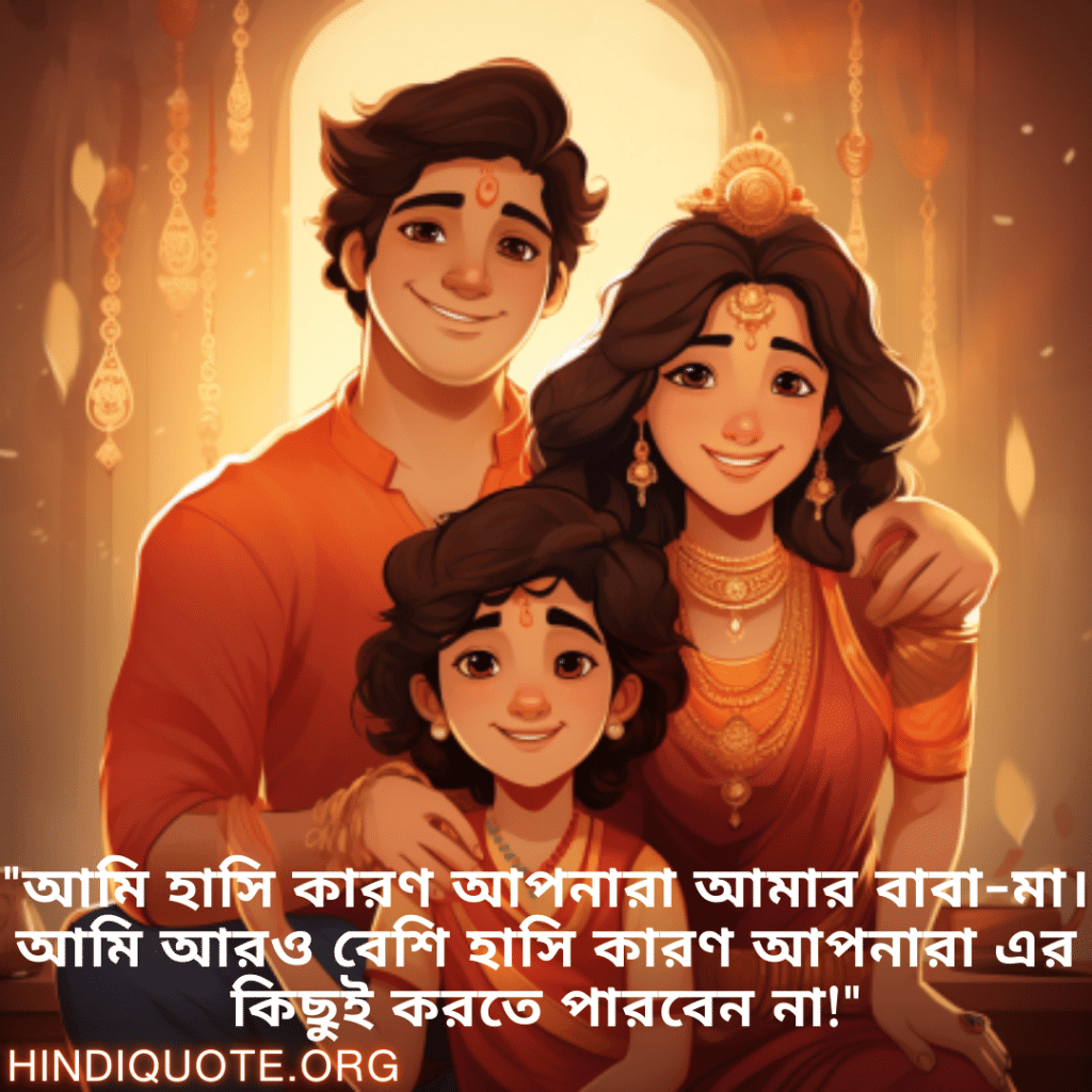 Funny Quotes In Bengali For Your Parents "আমি হাসি কারণ আপনারা আমার বাবা-মা। আমি আরও বেশি হাসি কারণ আপনারা এর কিছুই করতে পারবেন না!"