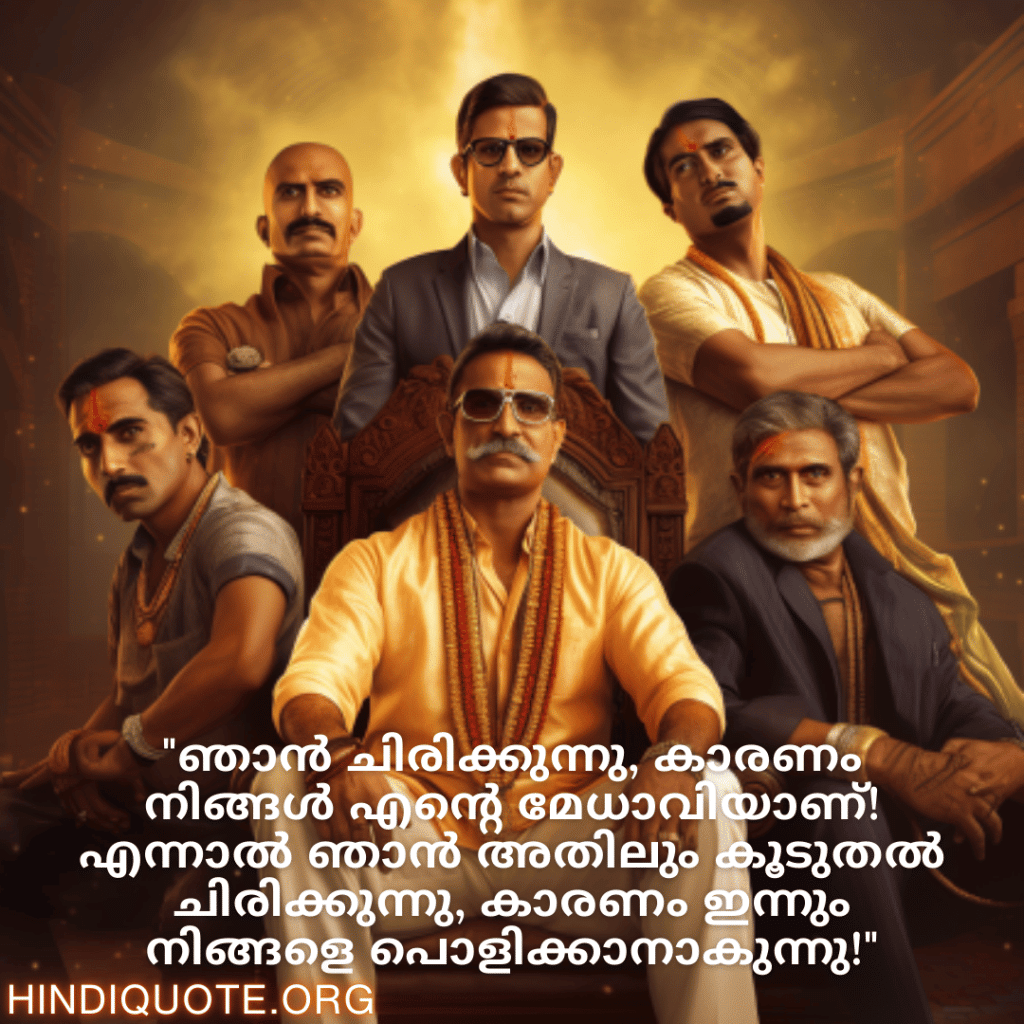 Malayalam Funny Quotes For Your Boss "ഞാൻ ചിരിക്കുന്നു, കാരണം നിങ്ങൾ എന്റെ മേധാവിയാണ്! എന്നാൽ ഞാൻ അതിലും കൂടുതൽ ചിരിക്കുന്നു, കാരണം ഇന്നും നിങ്ങളെ പൊളിക്കാനാകുന്നു!"