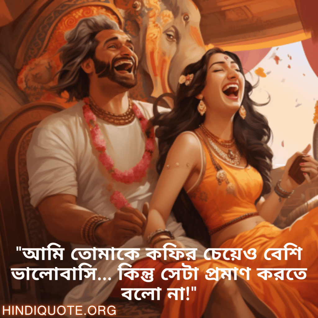Jokes In Bengali For Your Spouse "আমি তোমাকে কফির চেয়েও বেশি ভালোবাসি… কিন্তু সেটা প্রমাণ করতে বলো না!"