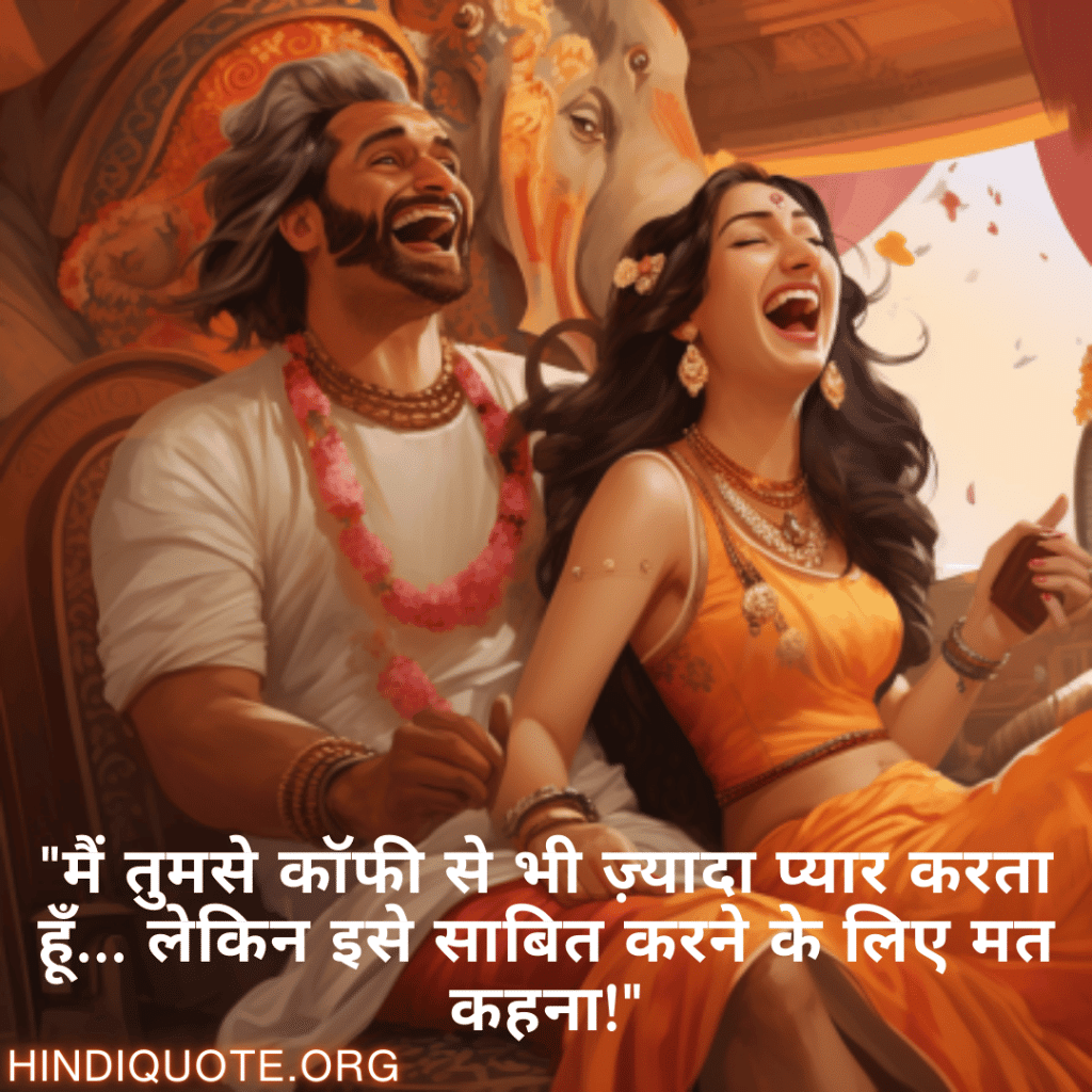 Funny Shayaris For Your Spouse "मैं तुमसे कॉफी से भी ज़्यादा प्यार करता हूँ… लेकिन इसे साबित करने के लिए मत कहना!"