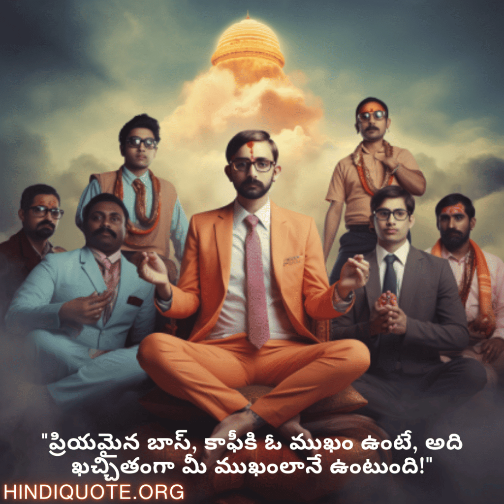 Funny Quotes In Telugu For Your Boss "ప్రియమైన బాస్, కాఫీకి ఓ ముఖం ఉంటే, అది ఖచ్చితంగా మీ ముఖంలానే ఉంటుంది!"