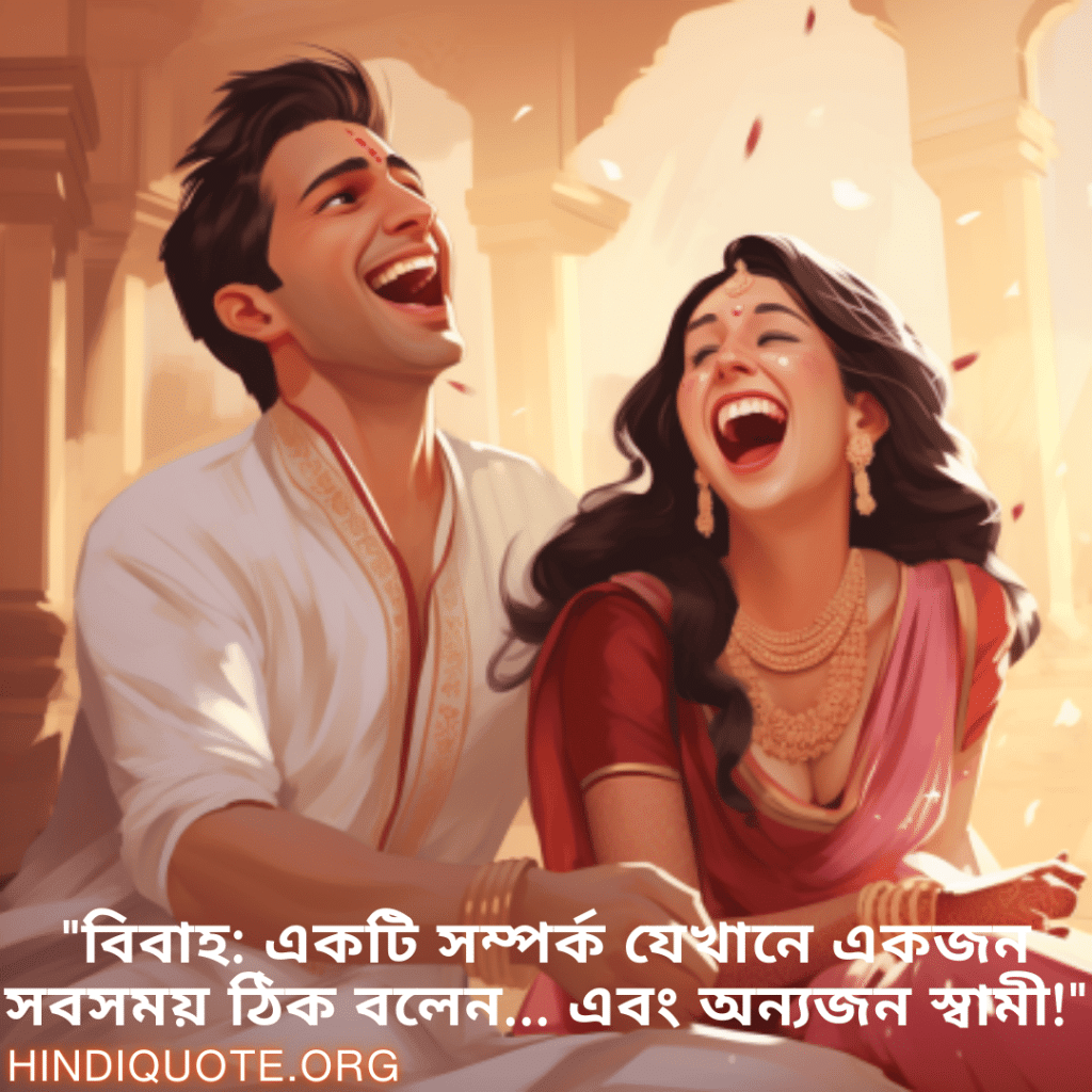 Jokes In Bengali For Your Spouse "বিবাহ: একটি সম্পর্ক যেখানে একজন সবসময় ঠিক বলেন… এবং অন্যজন স্বামী!"
