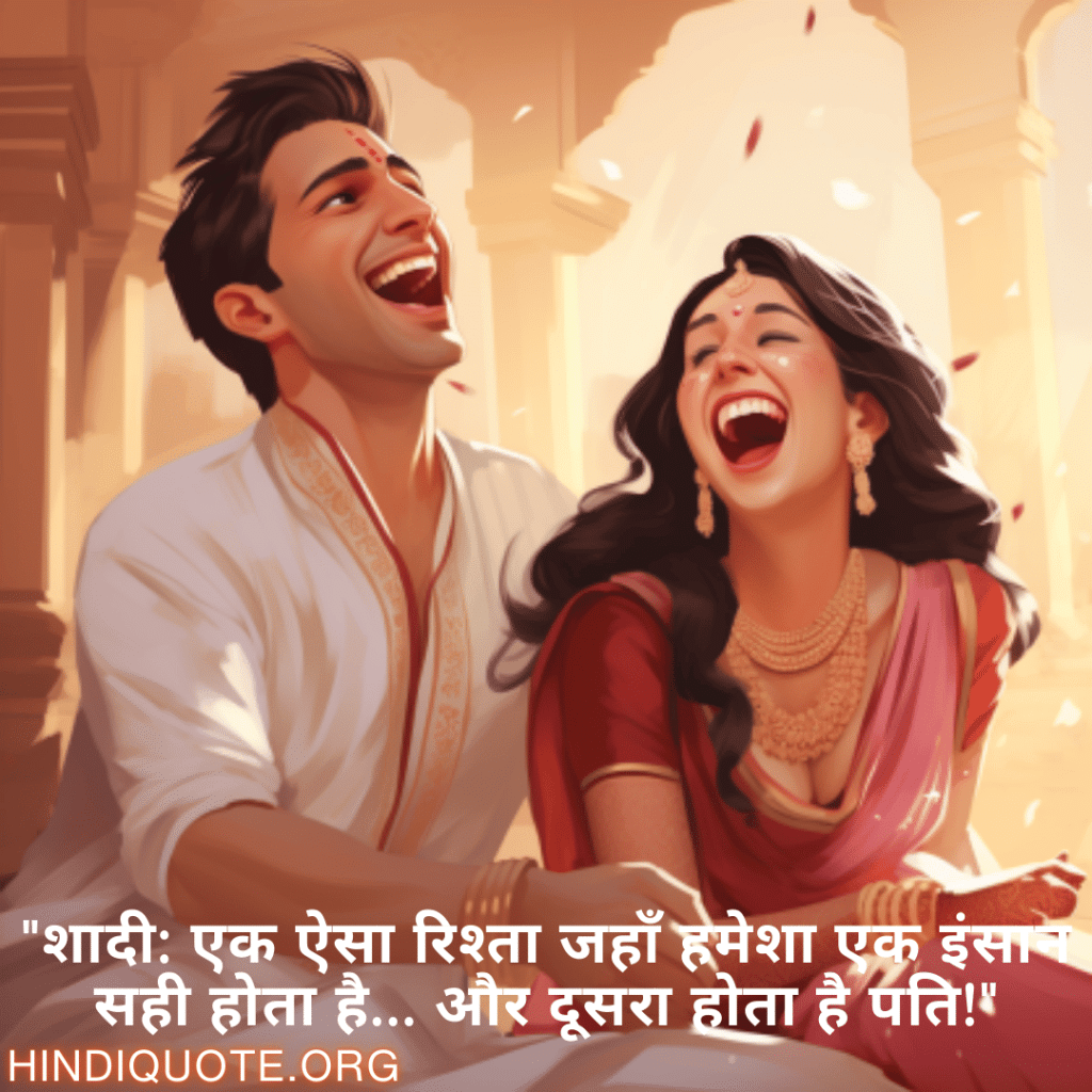 Funny Shayaris For Your Spouse "शादी: एक ऐसा रिश्ता जहाँ हमेशा एक इंसान सही होता है… और दूसरा होता है पति!"