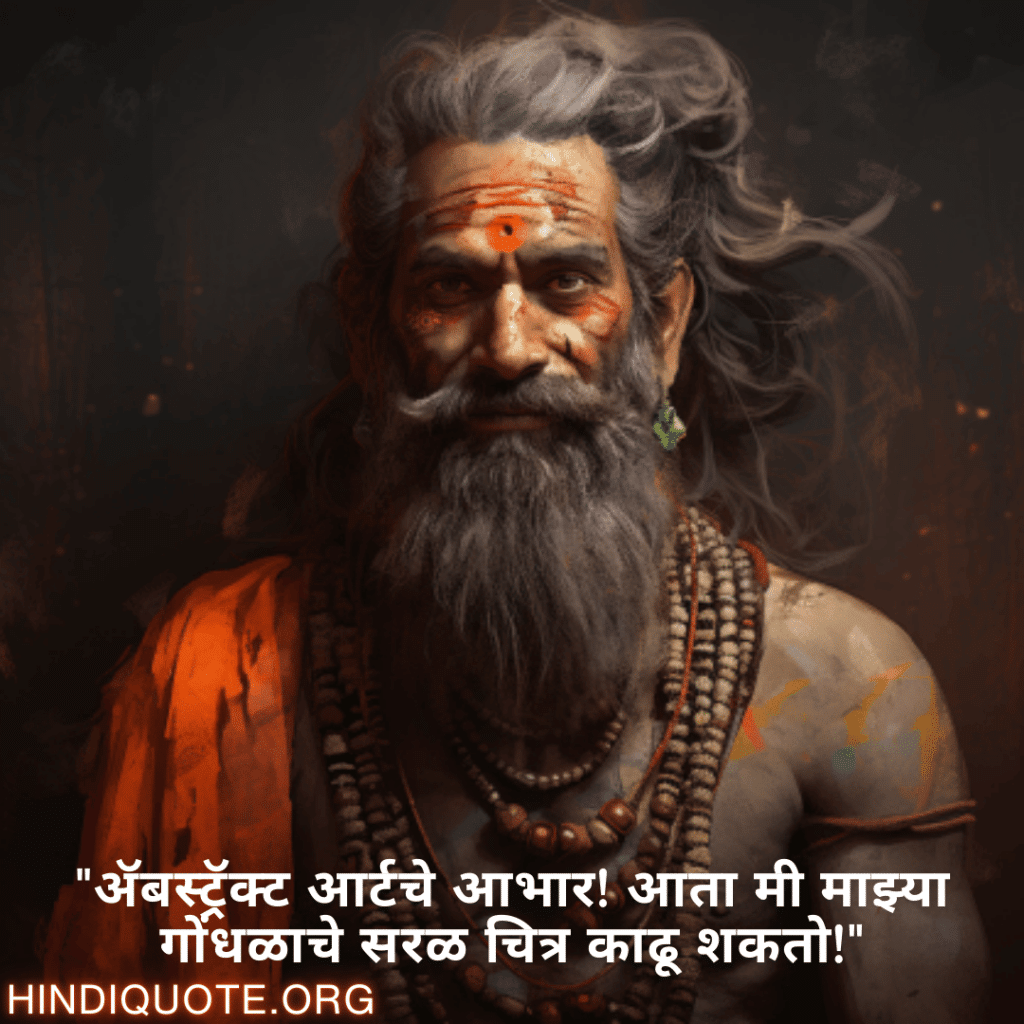 Funny Quotes In Marathi For An Artist "अ‍ॅबस्ट्रॅक्ट आर्टचे आभार! आता मी माझ्या गोंधळाचे सरळ चित्र काढू शकतो!"