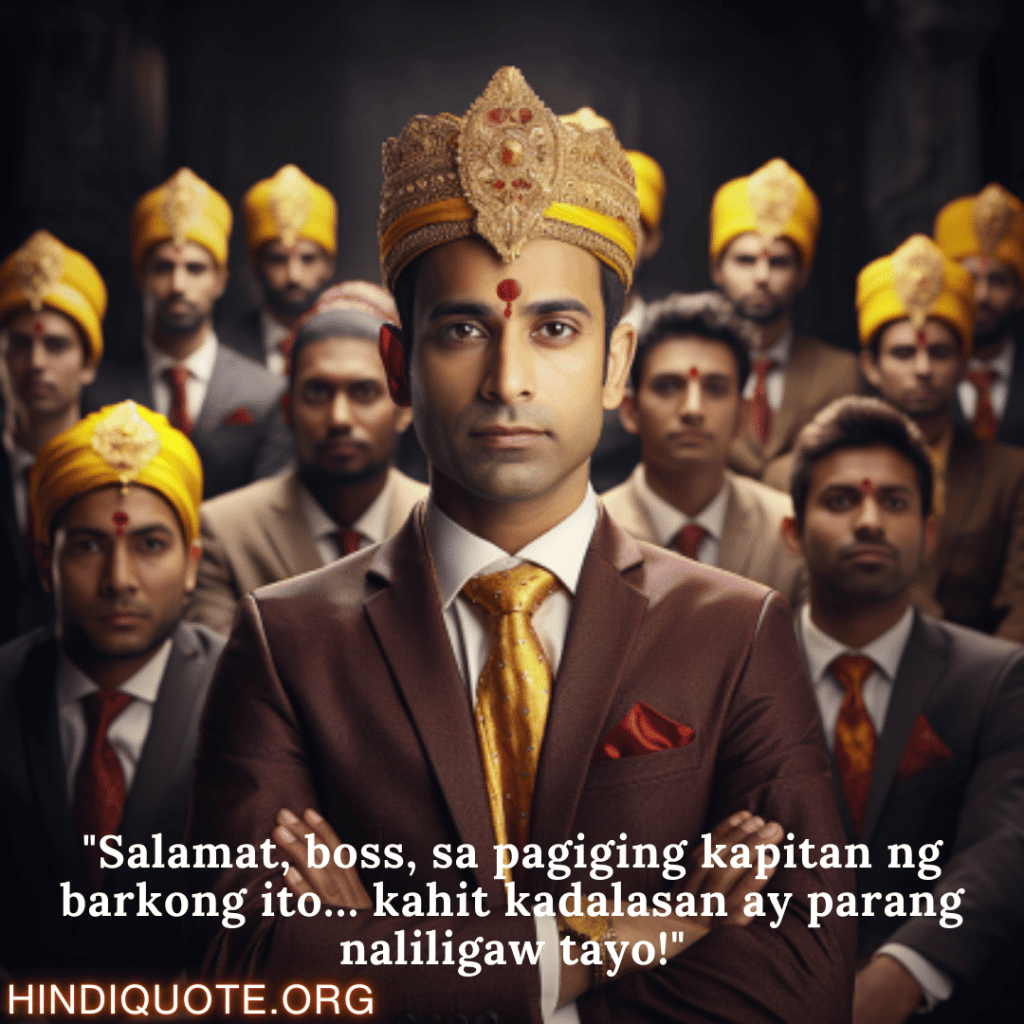 Comedy Quotes Tagalog For Your Boss "Salamat, boss, sa pagiging kapitan ng barkong ito… kahit kadalasan ay parang naliligaw tayo!"