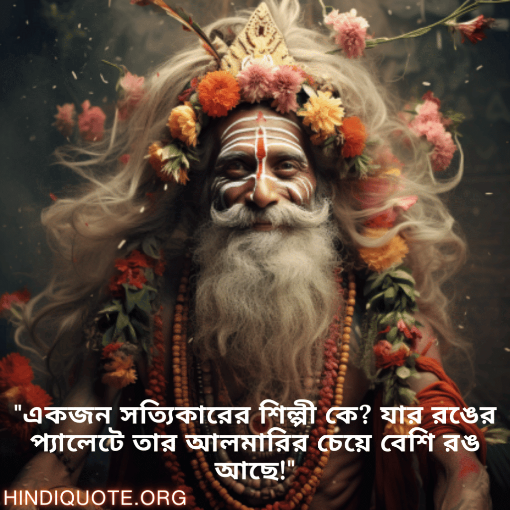 Funny Quotes In Bengali For An Artist "একজন সত্যিকারের শিল্পী কে? যার রঙের প্যালেটে তার আলমারির চেয়ে বেশি রঙ আছে!"