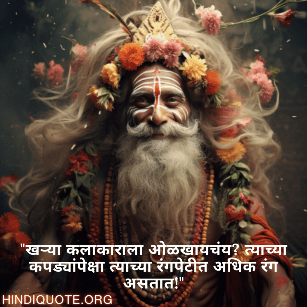Funny Quotes In Marathi For An Artist "खऱ्या कलाकाराला ओळखायचंय? त्याच्या कपड्यांपेक्षा त्याच्या रंगपेटीत अधिक रंग असतात!"