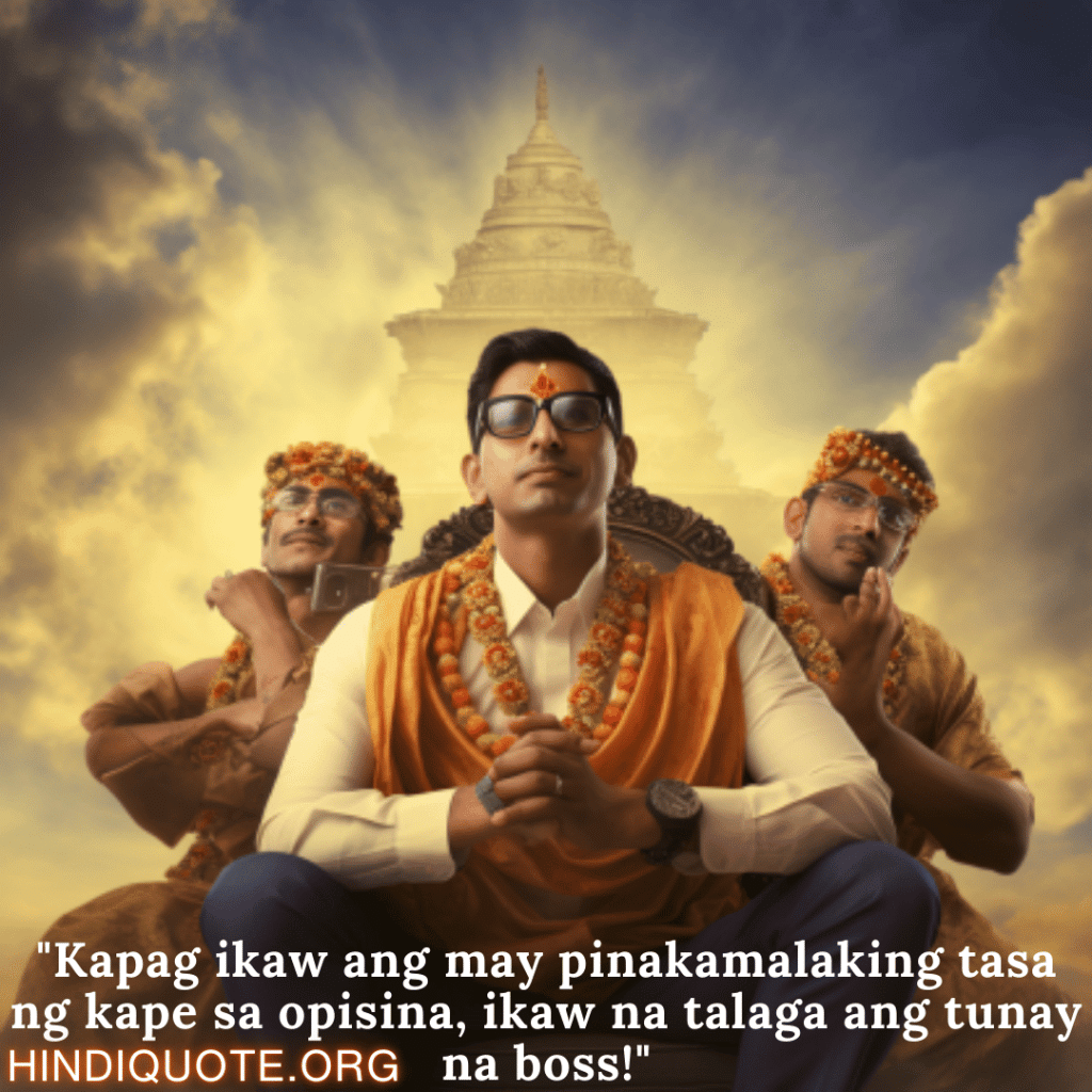 Comedy Quotes Tagalog For Your Boss "Kapag ikaw ang may pinakamalaking tasa ng kape sa opisina, ikaw na talaga ang tunay na boss!"