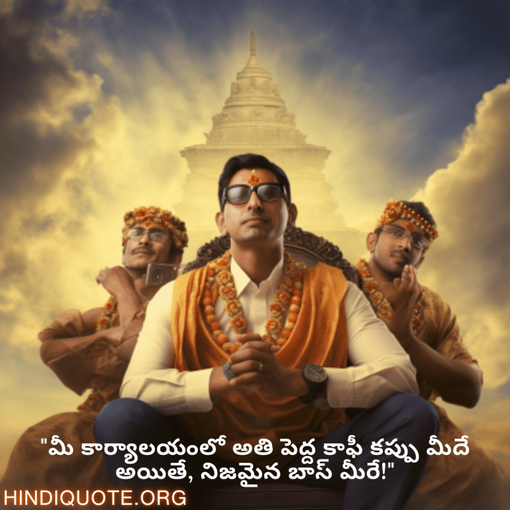 Funny Quotes In Telugu For Your Boss "మీ కార్యాలయంలో అతి పెద్ద కాఫీ కప్పు మీదే అయితే, నిజమైన బాస్ మీరే!"