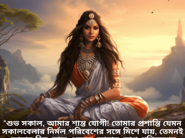 Good morning Wishes In Bengali For Your Crush "শুভ সকাল, আমার শান্ত যোগী! তোমার প্রশান্তি যেমন সকালবেলার নির্মল পরিবেশের সঙ্গে মিশে যায়, তেমনই তোমার দিন হোক একদম তোমার যোগ প্রশিক্ষণের মতোই ভারসাম্যপূর্ণ ও শান্তিপূর্ণ!"