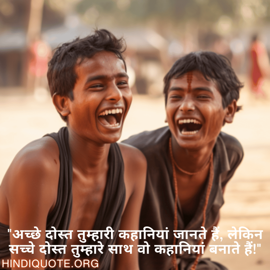 Funny Shayaris For Friends "अच्छे दोस्त तुम्हारी कहानियां जानते हैं, लेकिन सच्चे दोस्त तुम्हारे साथ वो कहानियां बनाते हैं!"