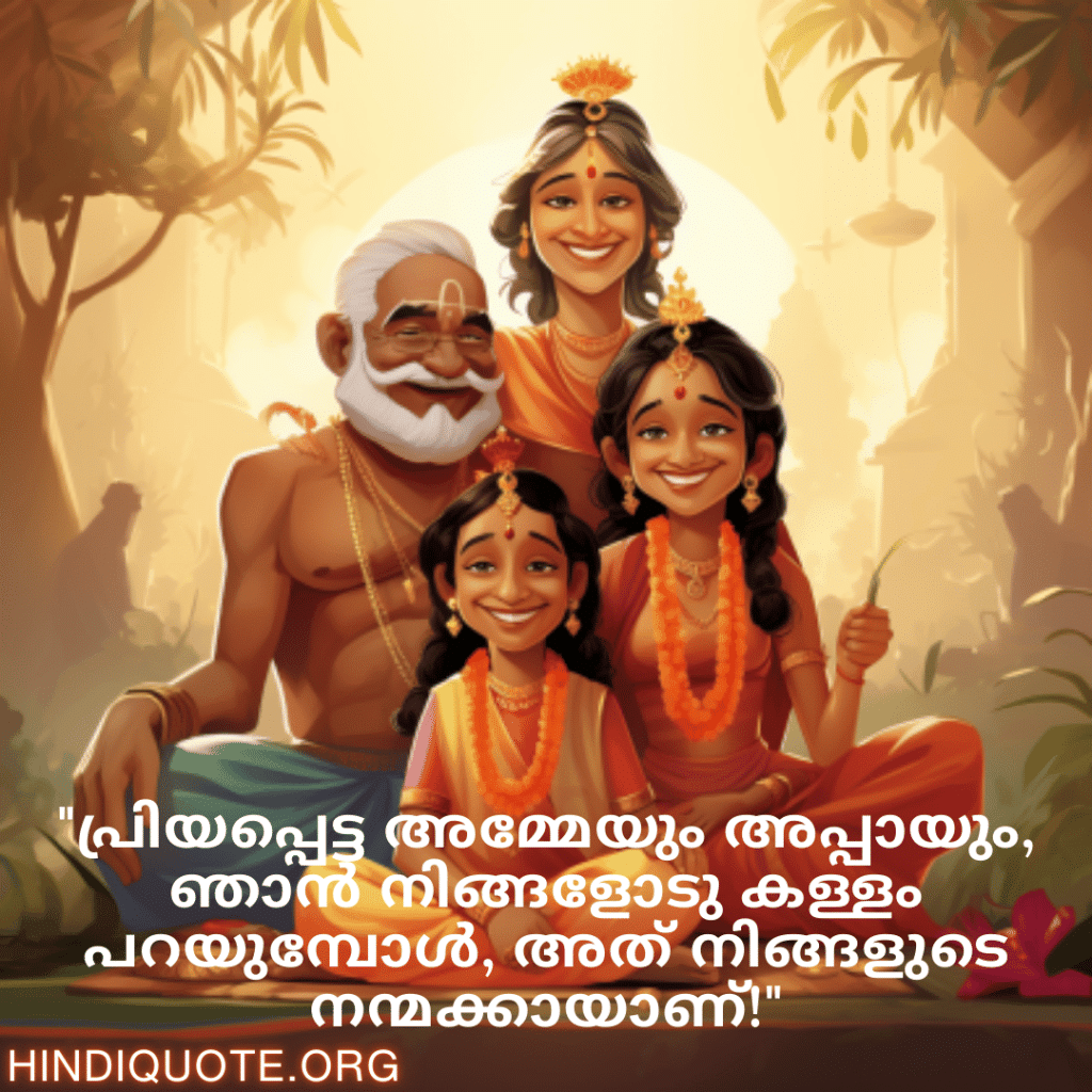 Malayalam Funny Quotes For Your Parents "പ്രിയപ്പെട്ട അമ്മേയും അപ്പായും, ഞാൻ നിങ്ങളോടു കള്ളം പറയുമ്പോൾ, അത് നിങ്ങളുടെ നന്മക്കായാണ്!"